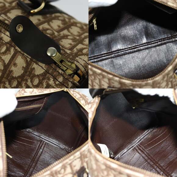 DIOR Trotter Canvas Boston Bag Brown Gold - Picture 11 of 12